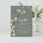 Baby shower Greenery Eucalyptus Succulent Kaart (Staand voorkant)
