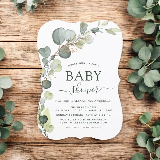 Baby shower Greenery Eucalyptus Succulent Kaart