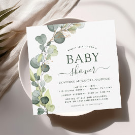 Baby shower Greenery Eucalyptus Succulent Kaart