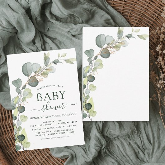 Baby shower Greenery Eucalyptus Succulent Kaart