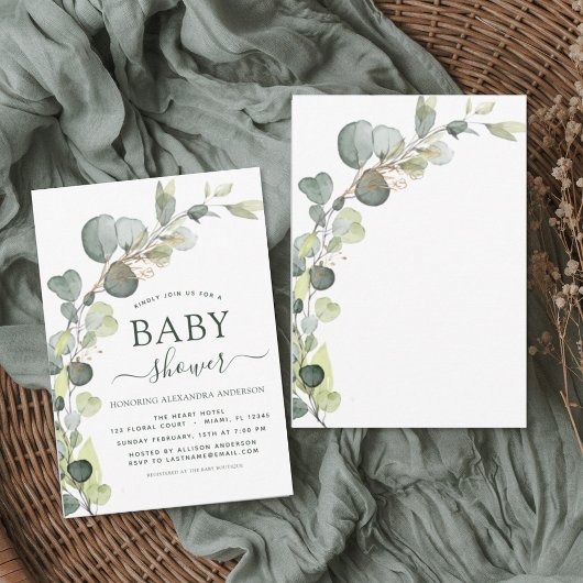 Baby shower Greenery Eucalyptus Succulent Kaart