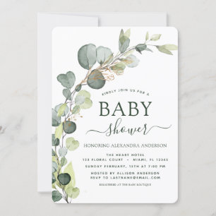 Baby shower Greenery Eucalyptus Succulent Kaart