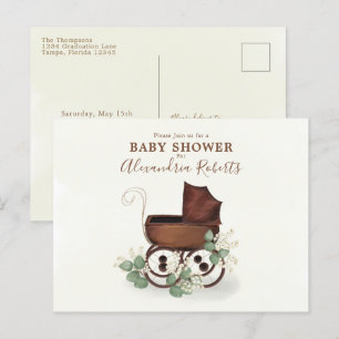 Baby shower Greenery Moderne Waterverf Eucalyptus Briefkaart