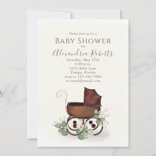 Baby shower Greenery Moderne Waterverf Eucalyptus Kaart (Voorkant)