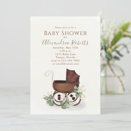 Baby shower Greenery Moderne Waterverf Eucalyptus Kaart (Staand voorkant)