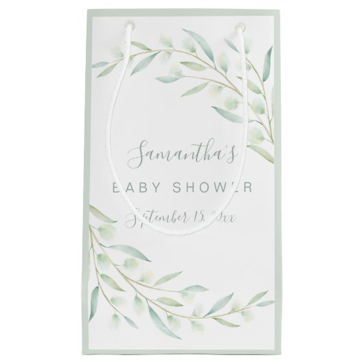 Baby shower Greenery Trendy Waterverf Foliage Klein Cadeauzakje (Voorkant)