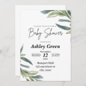 baby shower greenery-uitnodiging kaart (Voorkant / Achterkant)