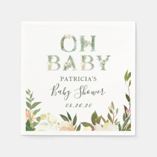 Baby shower Greenery Waterverf Rustic Floral Servet