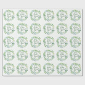 Baby shower Greenery Wreath Persoonlijke naam Cadeaupapier (Vlak)