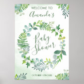 Baby shower Greenery Wreath Poster (Voorkant)