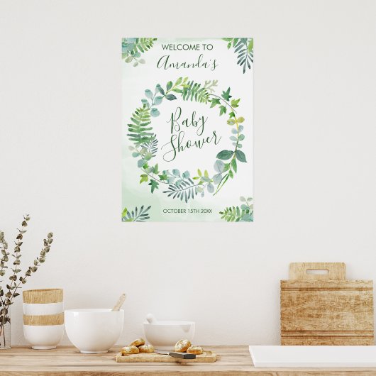 Baby shower Greenery Wreath Poster (Keuken)