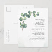 Baby shower Grieks Eucalyptus Botanisch Uitnodiging Briefkaart (Voorkant / Achterkant)
