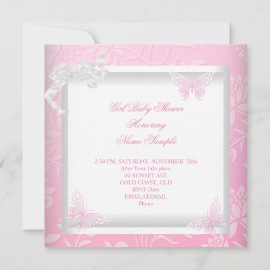  Baby shower Grieks roze vlinder etnisch Kaart (Achterkant)