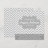 Baby Shower: Grijs en Wit Chevron Patroon Kaart (Voorkant / Achterkant)