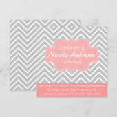 Baby Shower: Grijs en Wit Chevron Patroon Kaart (Voorkant / Achterkant)