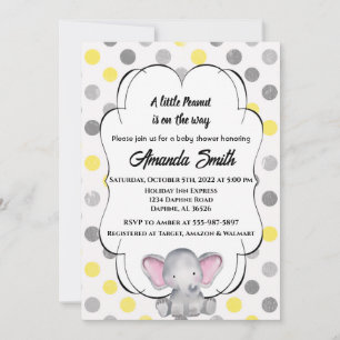 Baby shower grijze en gele olifant Polka Dot Kaart