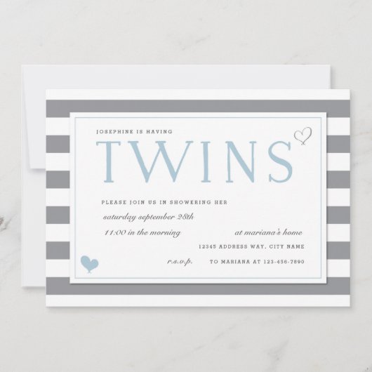 Baby shower grijze en witte strepe tinten kaart (Voorkant)