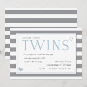 Baby shower grijze en witte strepe tinten kaart (Voorkant / Achterkant)