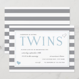 Baby shower grijze en witte strepe tinten kaart
