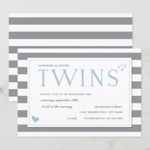 Baby shower grijze en witte strepe tinten kaart