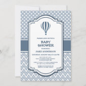 Baby shower Grijze Hete Luchtballon Kaart (Voorkant)