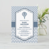 Baby shower Grijze Hete Luchtballon Kaart (Staand voorkant)
