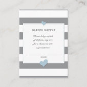 Baby shower Grijze Streep Behuizing Luier Raffle Visitekaartje (Voorkant)