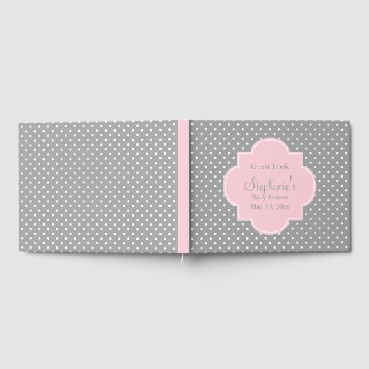 Baby shower grijze, witte en pasteelroze pols gastenboek (Volledig)