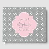 Baby shower grijze, witte en pasteelroze pols gastenboek (Voorkant)