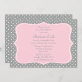 Baby shower grijze, witte en pasteelroze pols kaart (Voorkant / Achterkant)