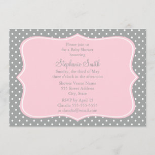 Baby shower grijze, witte en pasteelroze pols kaart