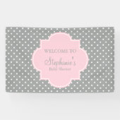 Baby shower grijze, witte en pasteelroze pols spandoek (Horizontaal)