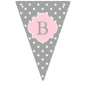 Baby shower grijze, witte en pasteelroze pols vlaggetjes (Derde vlag)