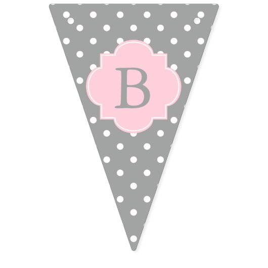 Baby shower grijze, witte en pasteelroze pols vlaggetjes (Derde vlag)