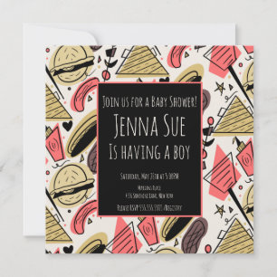 Baby Shower Grillen Zomer BBQ Doodles Kaart