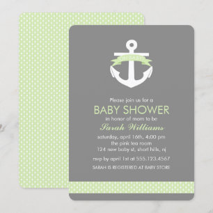 Baby shower groen anker Nautical Theme Kaart