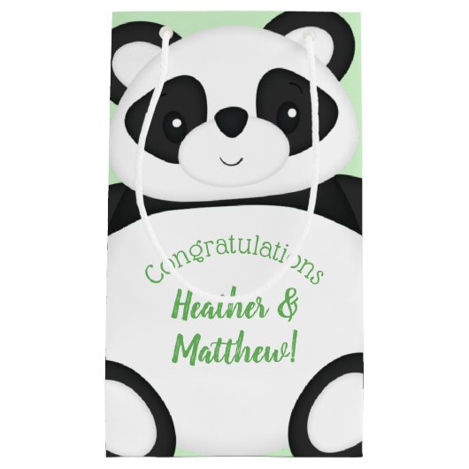 Baby shower Groen Beer Panda Klein Cadeauzakje (Voorkant)