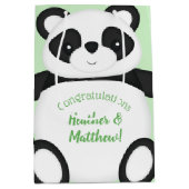 Baby shower Groen Beer Panda Medium Cadeauzakje (Voorkant)