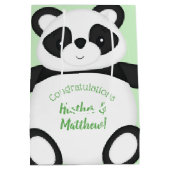 Baby shower Groen Beer Panda Medium Cadeauzakje (Achterkant)