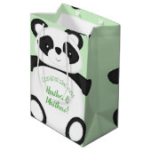 Baby shower Groen Beer Panda Medium Cadeauzakje (Achterkant Gekanteld)