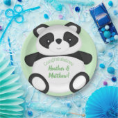 Baby shower Groen Beer Panda Papieren Bordje (Feest)