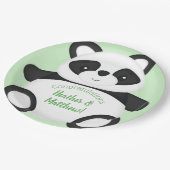 Baby shower Groen Beer Panda Papieren Bordje (Gekanteld)