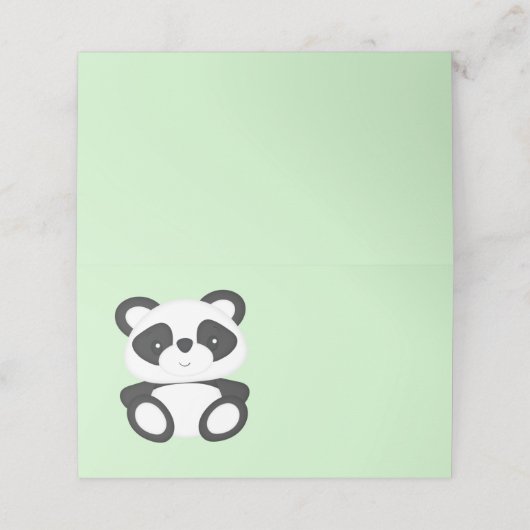 Baby shower Groen Beer Panda Plaatskaartje (Buitenkant ongevouwen)