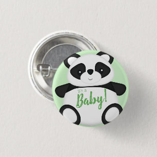 Baby shower Groen Beer Panda Ronde Button 3,2 Cm