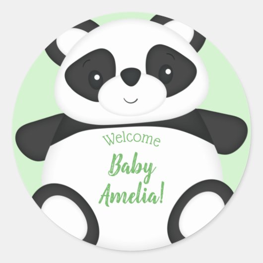 Baby shower Groen Beer Panda Ronde Sticker (Voorkant)