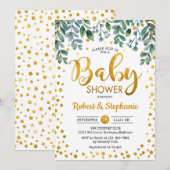 Baby shower - Groen Botanisch Goud Kaart (Voorkant / Achterkant)