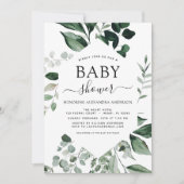 Baby shower Groen Botanische Waterverf Invitati Kaart (Voorkant)