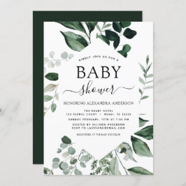 Baby shower Groen Botanische Waterverf Invitati Kaart