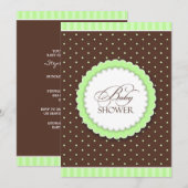 Baby shower Groen Bruin Flat Invitation Kaart (Voorkant / Achterkant)