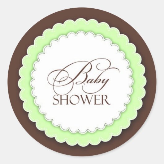 Baby shower groen bruin ronde sticker (Voorkant)